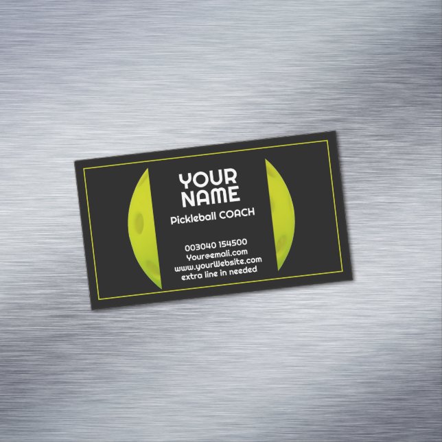 Modern Green realistic pickleball  Magnetic Business Card (In Situ)