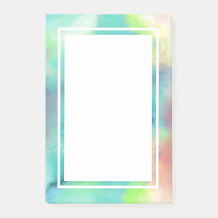Modern Green & Red Space Nebula Watercolor Post-it Notes