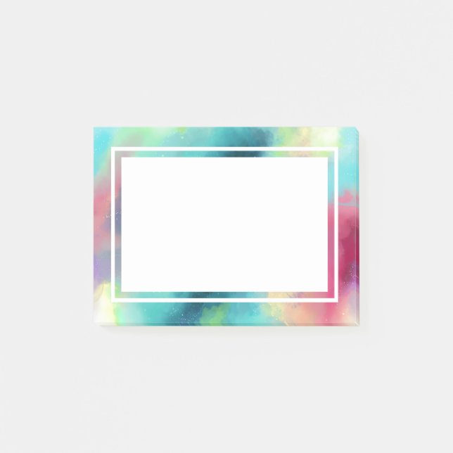 Modern Green & Red Space Nebula Watercolor Post-it Notes (Front)