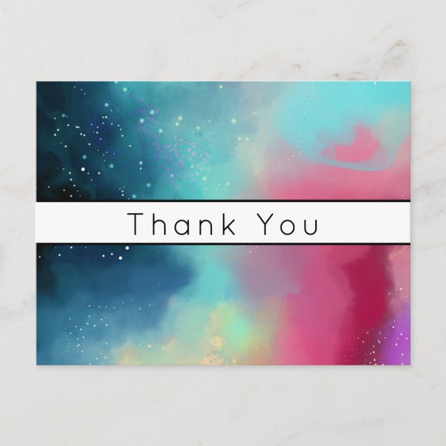 Modern Green & Red Space Nebula Watercolor Postcard (Front)