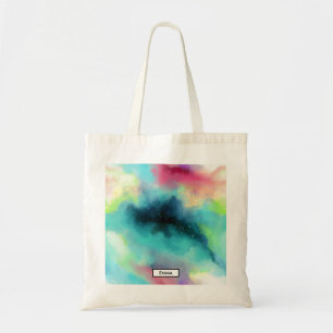 Modern Green & Red Space Nebula Watercolor Tote Bag