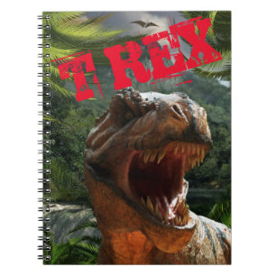 Modern Green Red T Rex Dinosaurs Boys Notebook