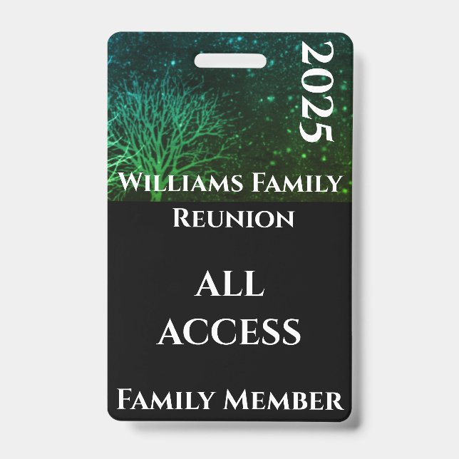 Modern Green Rustic Family Reunion Gift Badge ID Badge (Front)