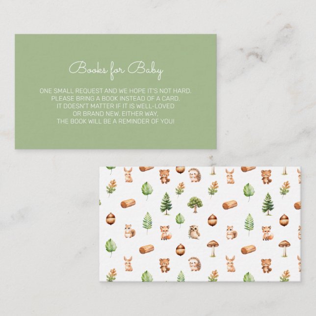 Modern Green Sage Baby Shower Book Request Enclosure Card (Front/Back)