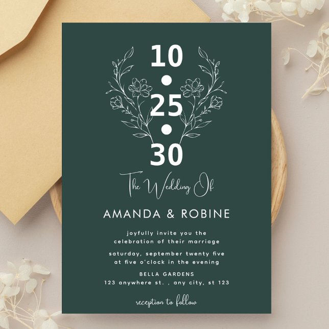 Modern Green Sage Flower Wedding Invitation (Creator Uploaded)