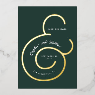 Modern Green Script Ampersand Wedding Save Date
