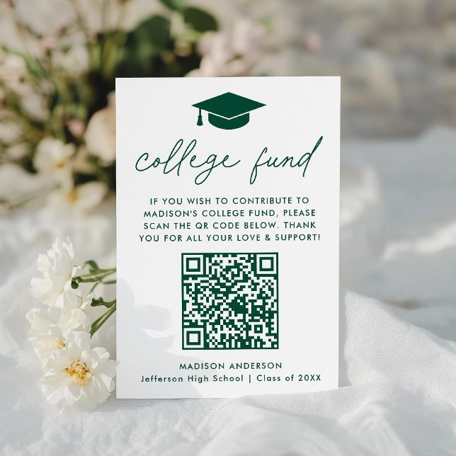 Modern Green Script Graduation College Fund Enclosure Card (Creator Uploaded)