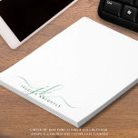 Modern Green Script Monogram Initials Notepad<br><div class="desc">Personalised modern notepad with simple calligraphy style script initials or monogram and name in green. CHANGES: The text font style, colour, size and placement can be changed by clicking on CUSTOMIZE FURTHER under the PERSONALIZE section for a custom look or by contacting the designer via Zazzle Chat or makeitaboutyoustore@gmail.com if...</div>