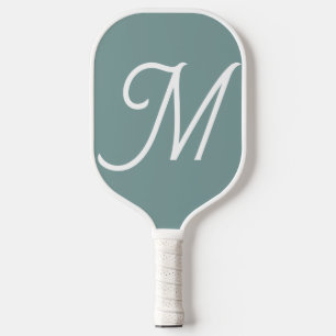 Modern Green Script Monogram  Pickleball Paddle
