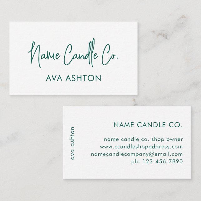 Modern Green Script Professional  Business Card (Front/Back)