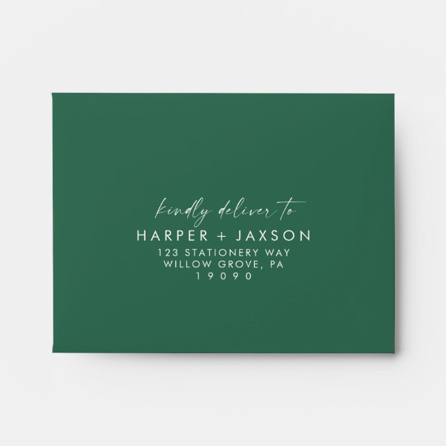 Modern Green Self-Addressed RSVP Envelope (Front)