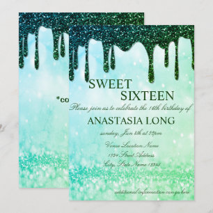 Modern Green Sequins Save The Date