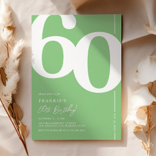 Modern Green Serif 60th Birthday Invitation