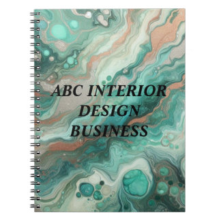 Modern green silver marble texture and typography  notebook