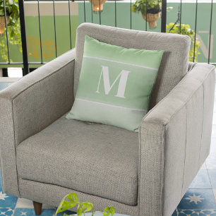 Modern Green Simple Custom Monogram Cushion