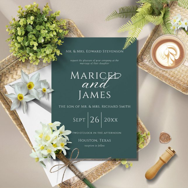 Modern Green Simple Elegant Wedding Invitation (Creator Uploaded)