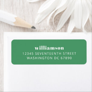 Modern Green Simple Last Name Return Address  Return Address Label