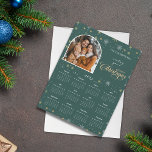 Modern Green Snowflake Photo Magnetic CalendarCard<br><div class="desc">Magnetic card calendar with photo and Christmas greeting. 
Features your selected photo along with customised greeting and 2025 calendar on a wintery snowflakes background.</div>