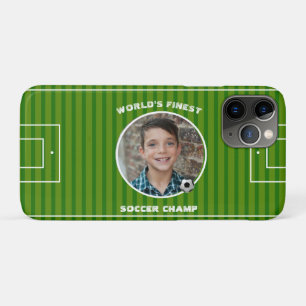 Modern Green Soccer Sports Field Custom Photo iPhone 11 Pro Case
