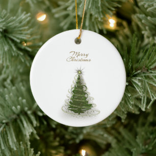 Modern Green Spiral Christmas Tree Ceramic ornamen Ornament