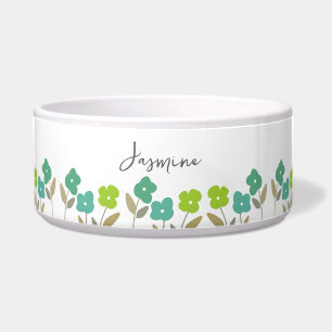 Modern Green  Spring Floral Blooms Custom Name   