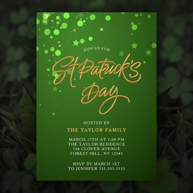 Modern Green St. Patrick's Day Celebration Party Invitation (Creator Uploaded)