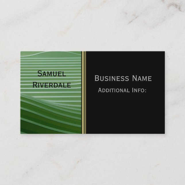 Modern Green Stripes Business Card 3 (Front)