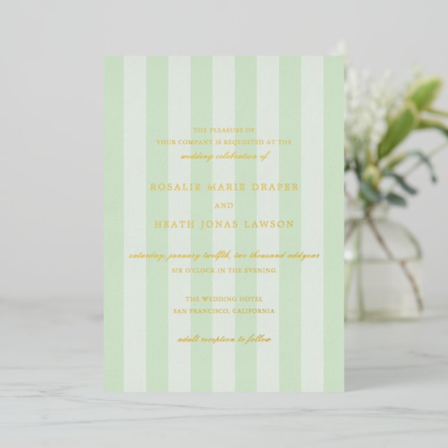 Modern Green Stripes Elegant Wedding (Standing Front)