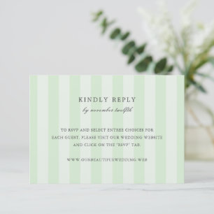 Modern Green Stripes Elegant Wedding RSVP Card