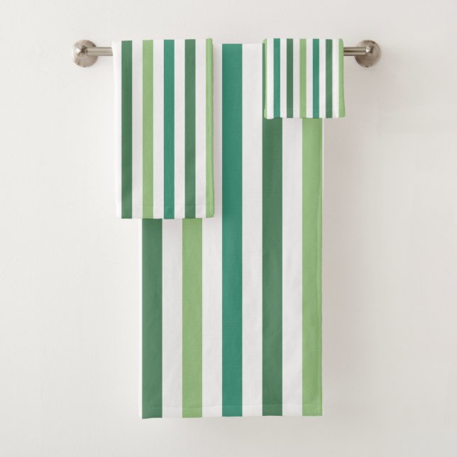 Modern Green Stripes Pattern Bath Towel Set (Insitu)