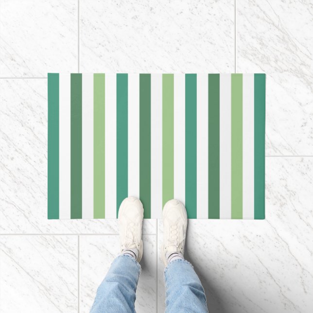 Modern Green Stripes Pattern Doormat (Indoor)