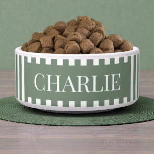 Modern Green Stripes Pattern Personalized Dog Pet