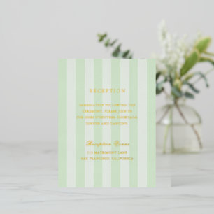 Modern Green Stripes Wedding Foil Enclosure Card