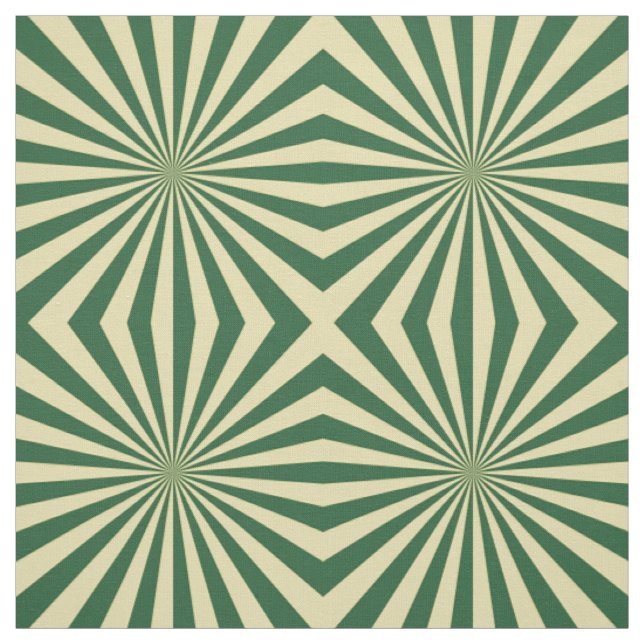 Modern Green Sun Ray Pattern Fabric (Swatch)