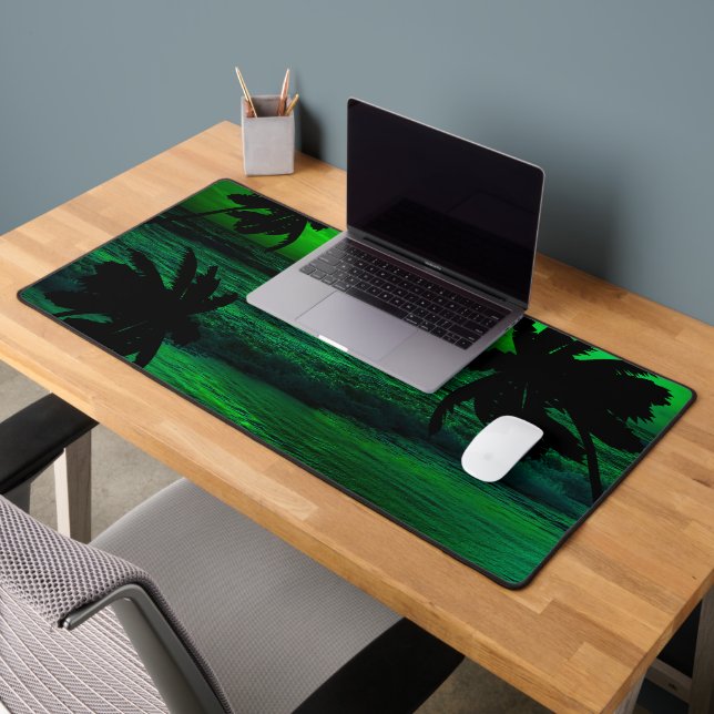 MODERN GREEN SUNSET BEACH NATURE  DESK MAT (Office 2)