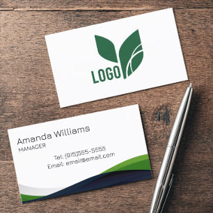 Modern Green Swirl Employee Business Card