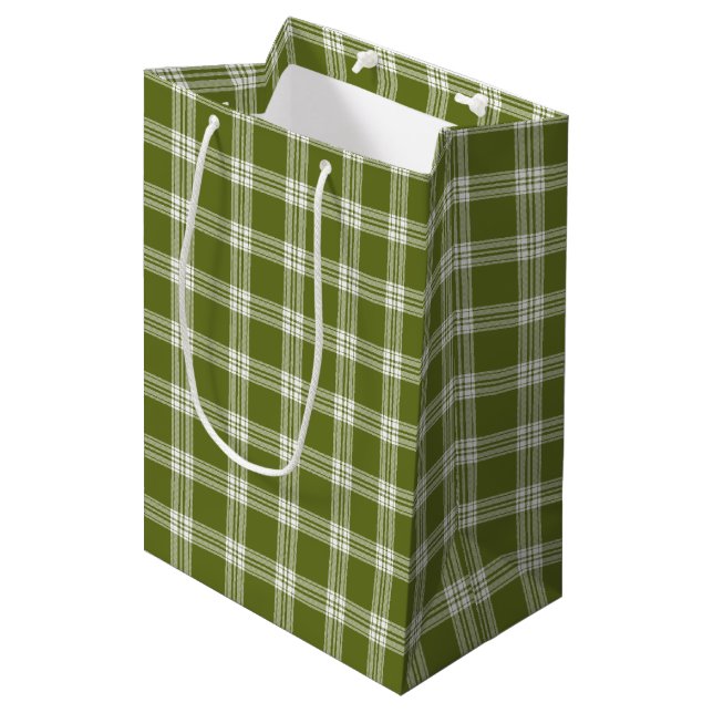 Modern Green Tartan Plaid Gift Bag (Front Angled)