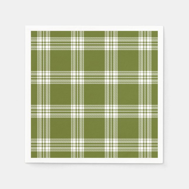Modern Green Tartan Plaid Paper Napkins (Front)
