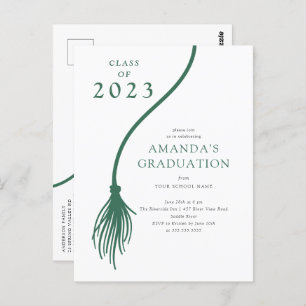 Modern Green Tassel Graduation Party Postcard