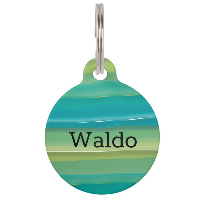 Modern Green Teal Abstract   Pet Tag (Front)