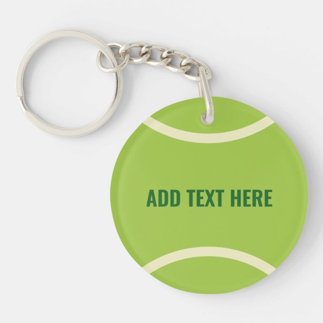 Modern Green Tennis Ball Party Key Ring (Front)