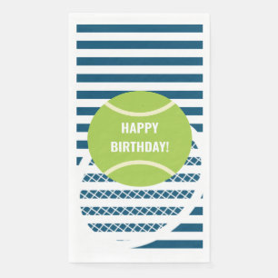 Modern Green Tennis Ball Striped Birthday Napkin
