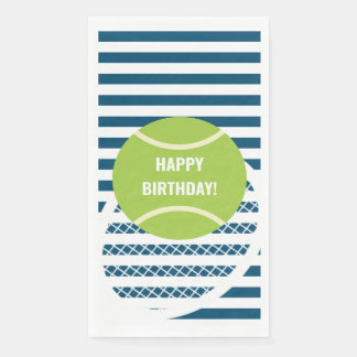 Modern Green Tennis Ball Striped Birthday Napkin