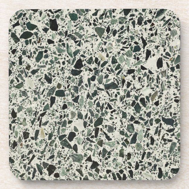 Modern Green Terrazzo Coaster (Front)