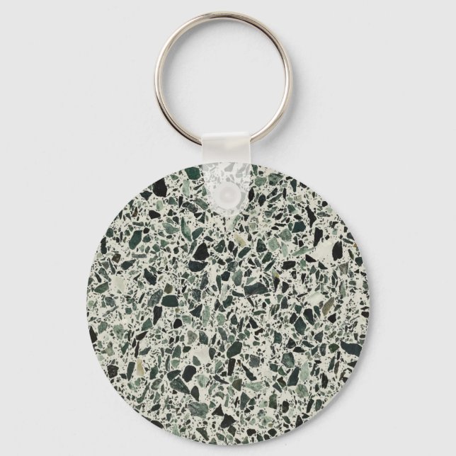 Modern Green Terrazzo Key Ring (Front)