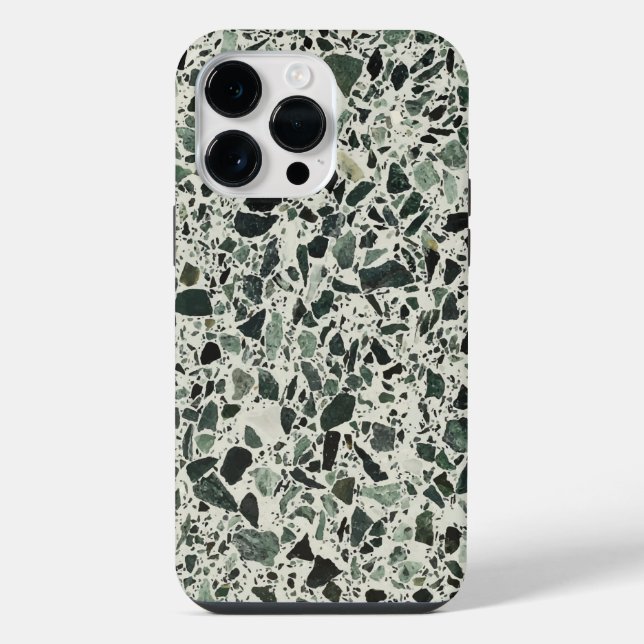 Modern Green Terrazzo Pattern Abstract iPhone Case (Back)