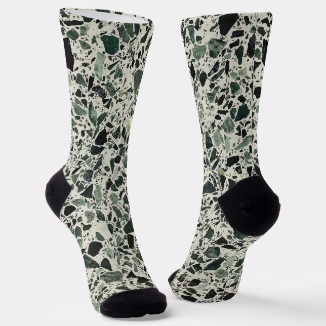 Modern Green Terrazzo Socks (Angled)