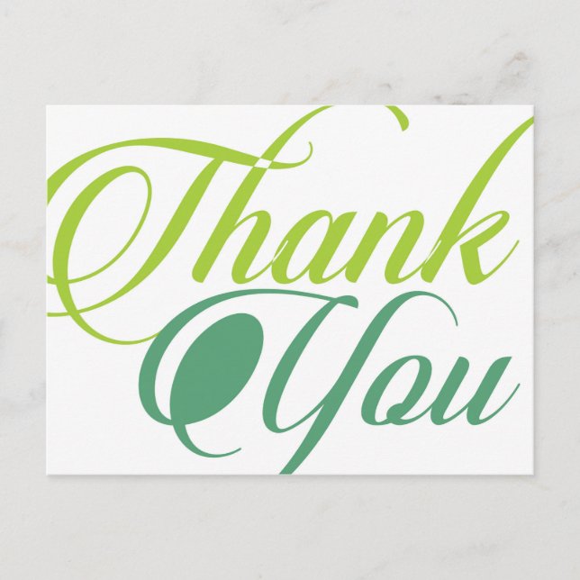 Modern Green thank you script Postcard (Front)