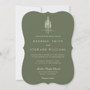 Modern Green Tree Forest Rustic Wedding Invitation