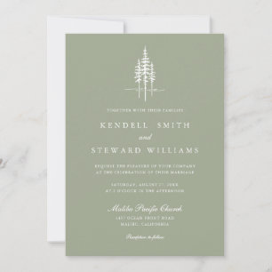 Modern Green Tree Forest Rustic Wedding Invitation
